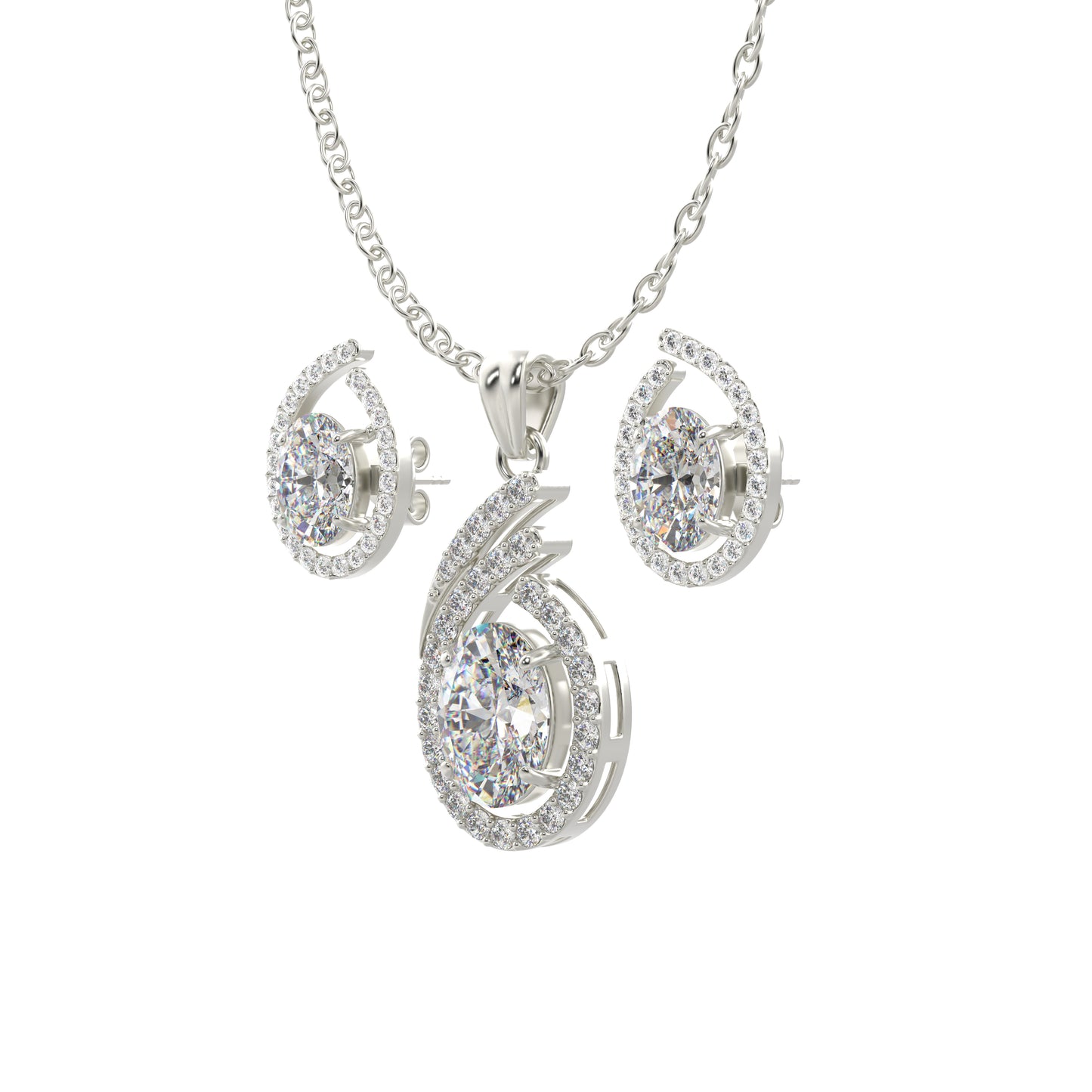 Silver Arena Zircon Pendant Set