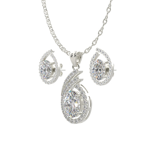 Silver Arena Zircon Pendant Set
