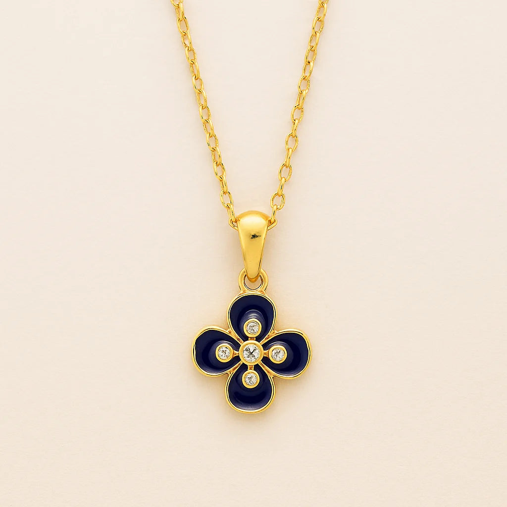 Sapphire Blossom Pendant Set