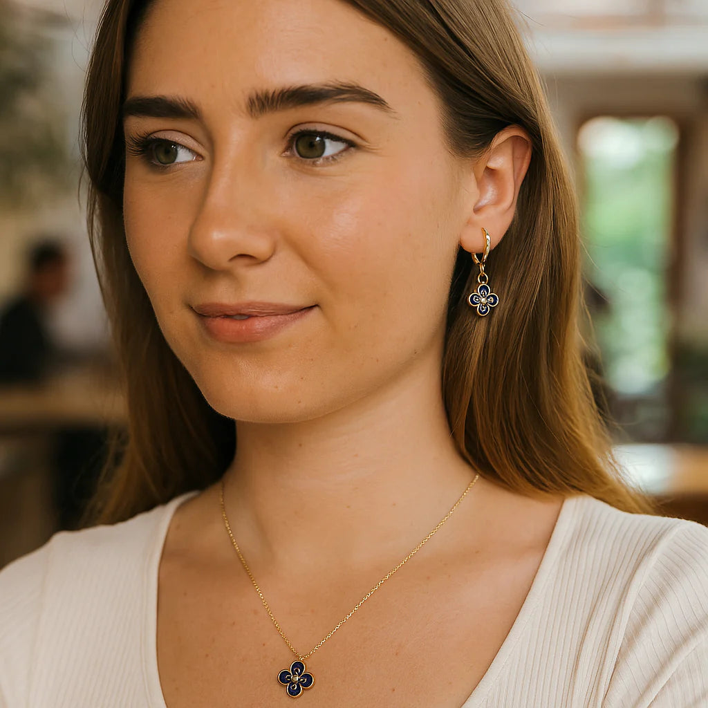 Sapphire Blossom Pendant Set