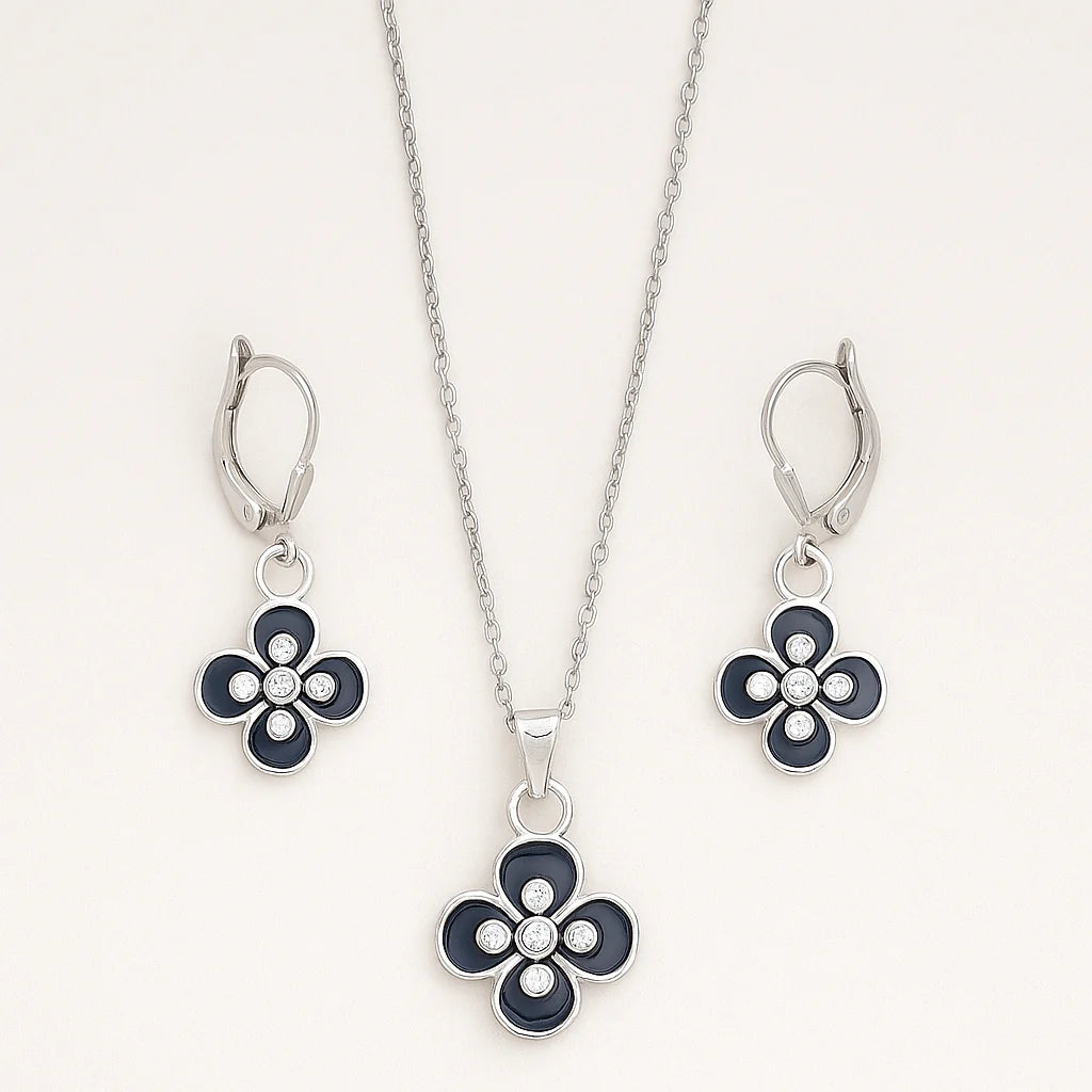 Sapphire Blossom Pendant Set