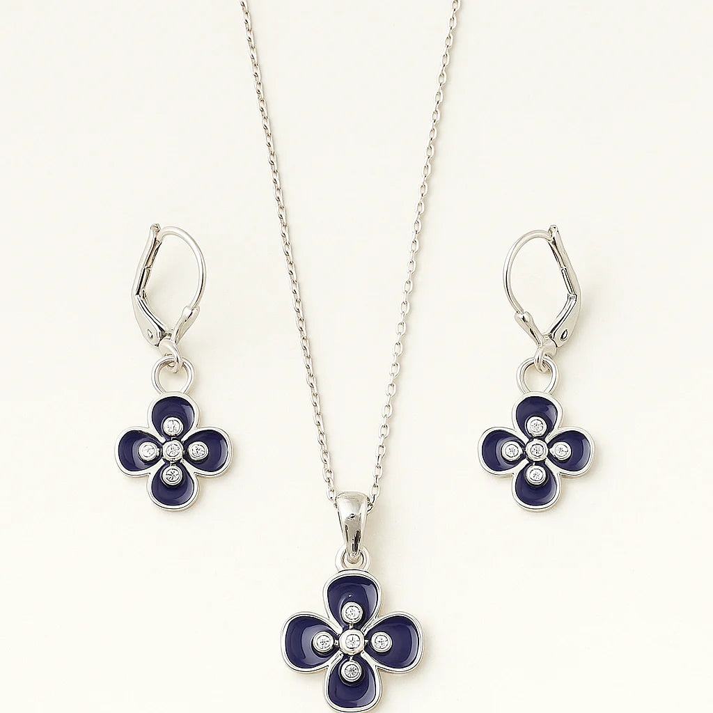 Sapphire Blossom Pendant Set