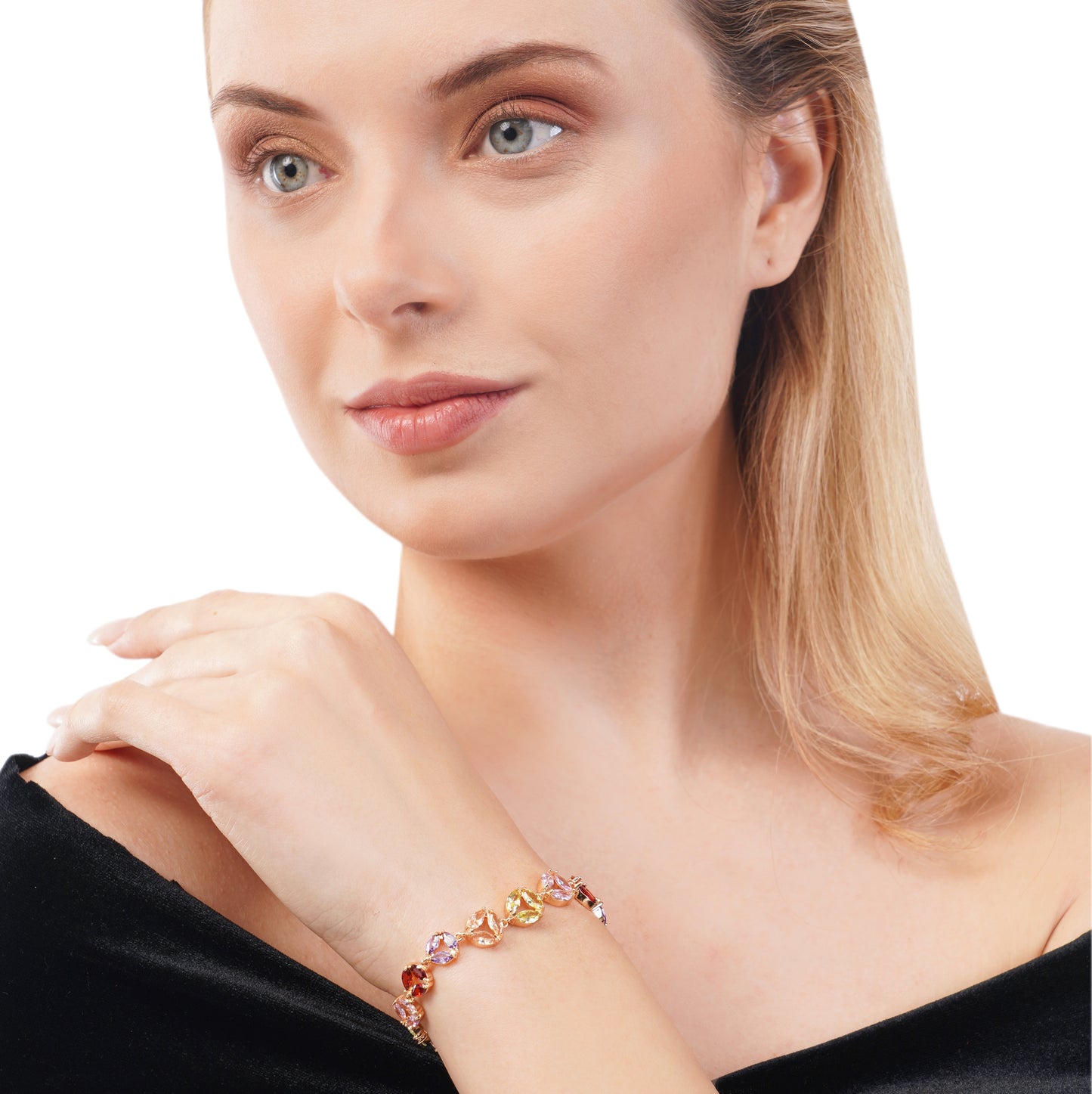 Rose Gold Studded Flower Bracelet