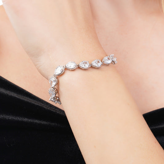 Silver Water Drop Solitaire Bracelet