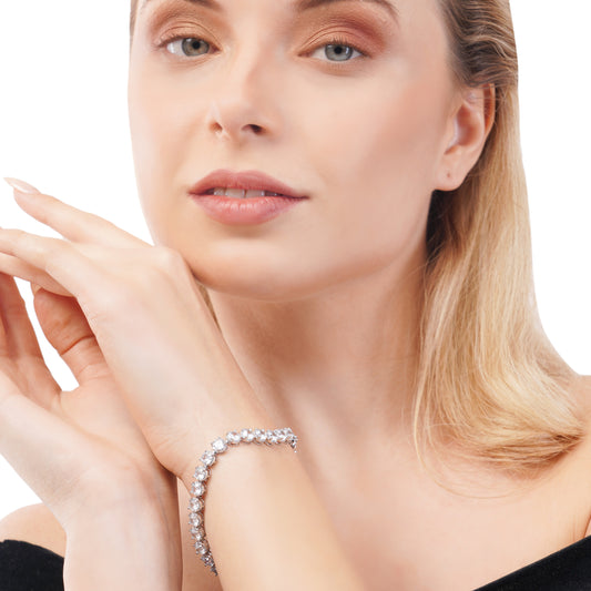 Silver Sparkly Elegant Tennis Bracelet