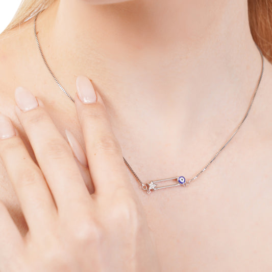 Silver Dreamwave Evil Eye Pendant