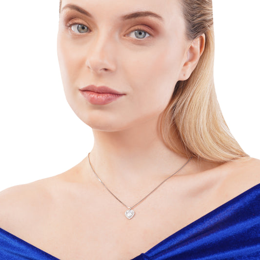 Silver Solitaire Zicron Valentine Pendant