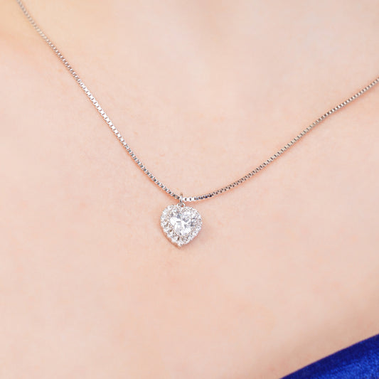 Silver Solitaire Zicron Valentine Pendant